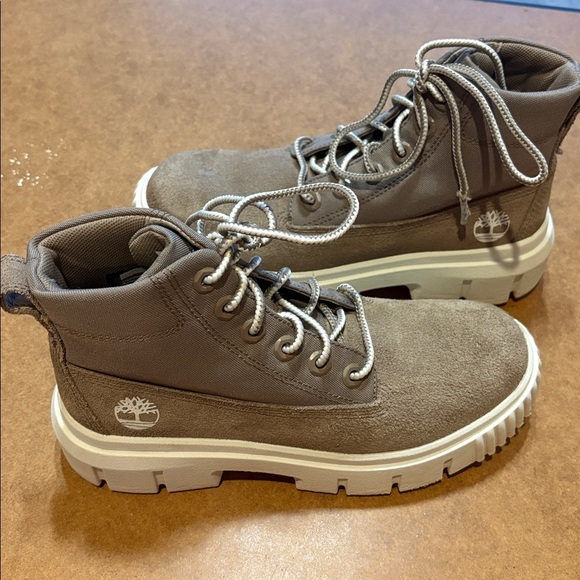 Timberland Shoes - Timberland Women Greyfield Mid Lace-Up Boots with white chunky sole COLOR TAUPE